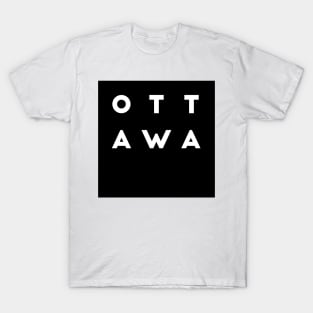 Ottawa | Black square, white letters | Canada T-Shirt